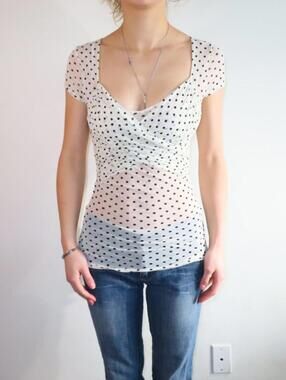 Moda International Women's Black and Cream Shirt